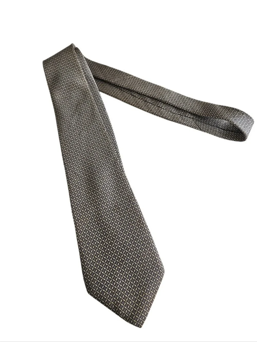 Dior Men's Gray Diamond-Pattern Silk Tie
